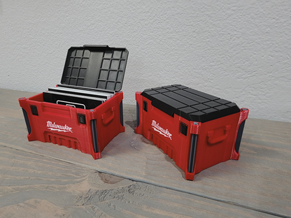 Milwaukee Packout Business Card Holder - Mini 3D Printed Replica - Red & Black Desk Organizer