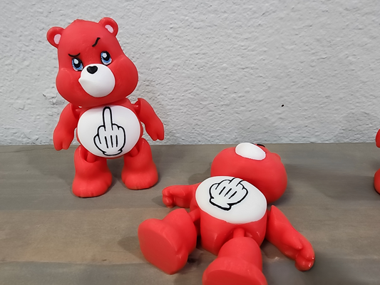 Rude Bear Gesture Figurine - Funny 3D Printed Middle Finger Display