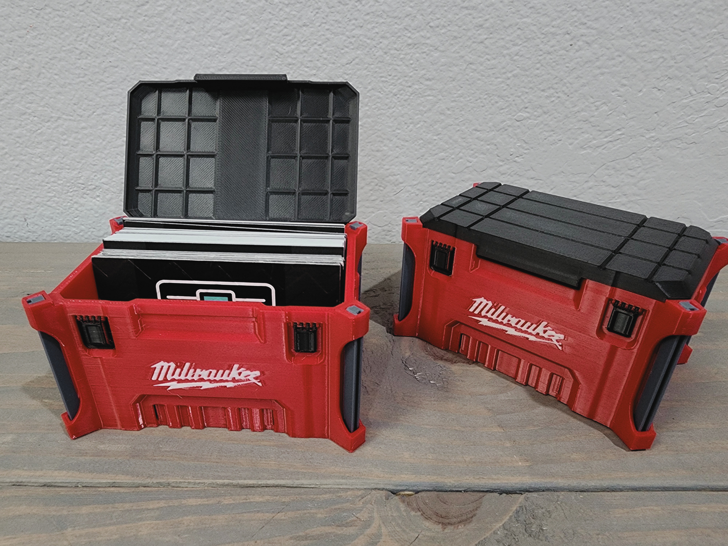 Milwaukee Packout Business Card Holder - Mini 3D Printed Replica - Red & Black Desk Organizer